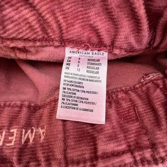 American Eagle Super Stretch Burgundy Corduroy Mini Skirt Size: 8 - Picture 4 of 4